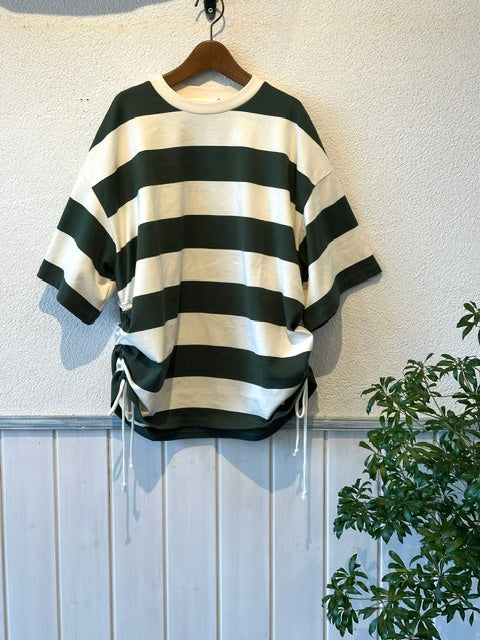 euphoric　ユーホリック　　ボーダー ドローストリングTシャツ　　EU-CT6202