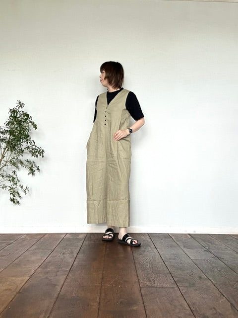 doux bleu　コットンリネン サロペット　2625-083