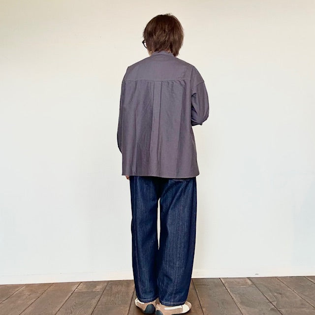 DanaFaneuilダナファヌル　　オックスバンドカラーワイドシャツ　　D6125111