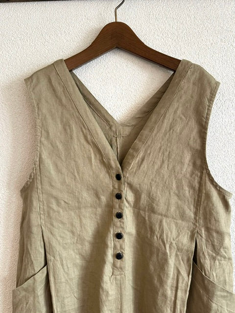 doux bleu　コットンリネン サロペット　2625-083