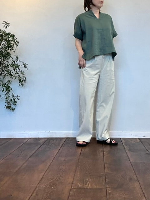 doux bleu　コットンリネン スキッパーシャツ　2623-081