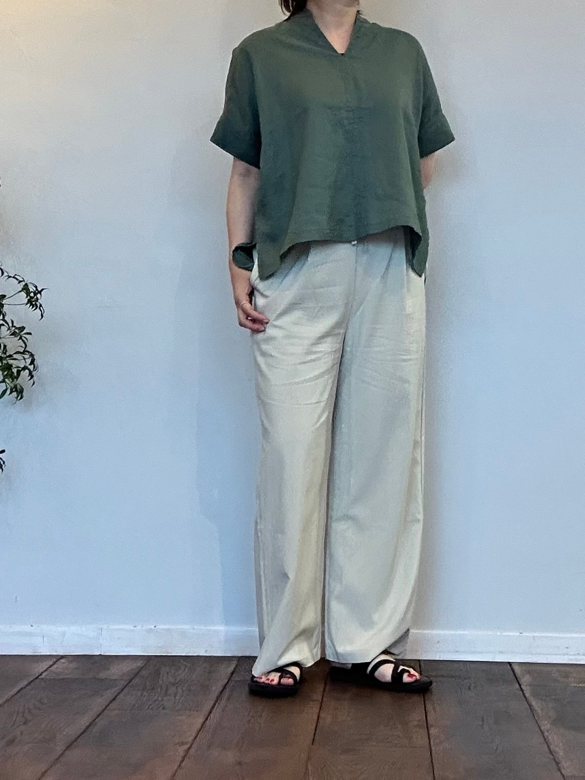 doux bleu　コットンリネン スキッパーシャツ　2623-081