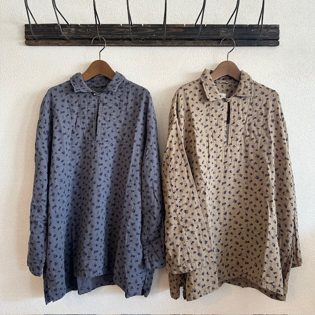 ARMEN  DOUBLE GAUZE FLOWER PRINT  SKIPPER SHIRTS      INAM2562GFD