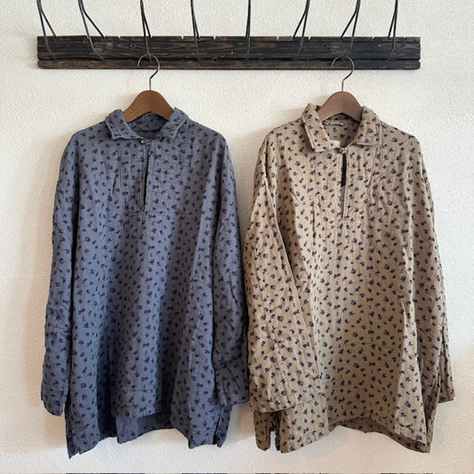 ARMEN  DOUBLE GAUZE FLOWER PRINT  SKIPPER SHIRTS      INAM2562GFD