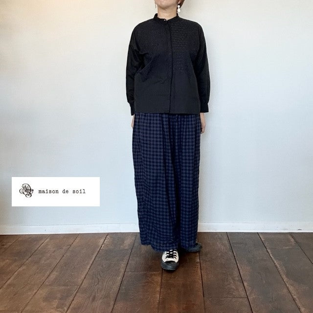 maison de soil　60'S ORGANIC CAMBRIC BANDED COLLAR EMB SHIRT（シャツ）　NMDS20061