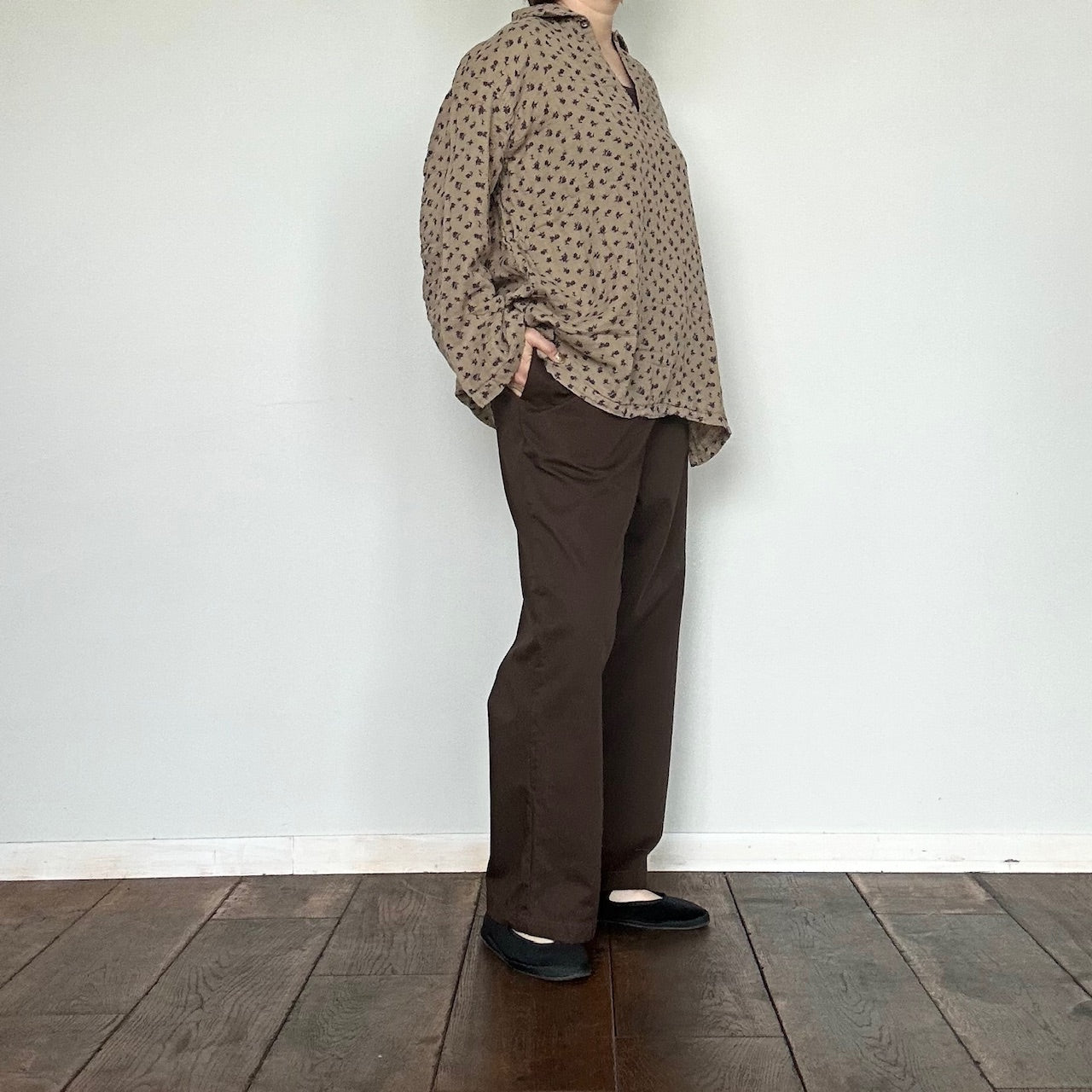 ARMEN  DOUBLE GAUZE FLOWER PRINT  SKIPPER SHIRTS      INAM2562GFD