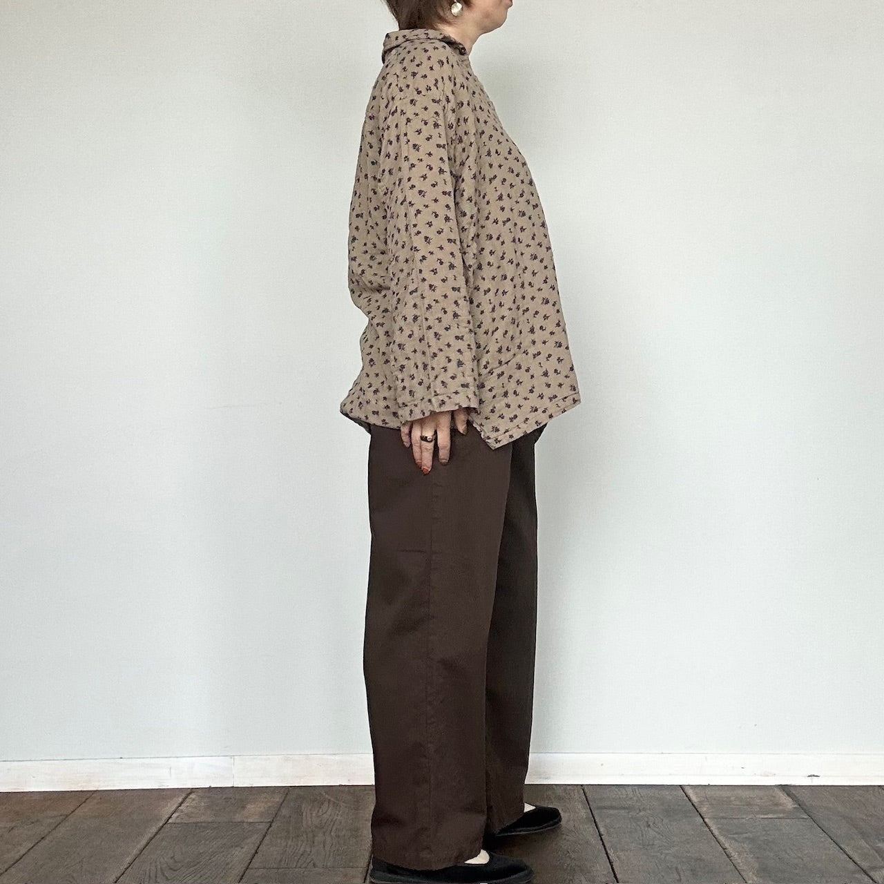 ARMEN  DOUBLE GAUZE FLOWER PRINT  SKIPPER SHIRTS      INAM2562GFD