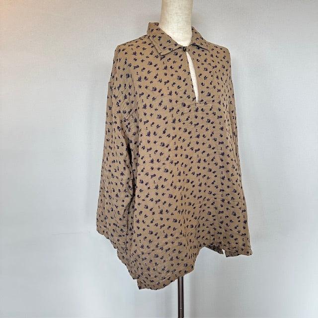 ARMEN  DOUBLE GAUZE FLOWER PRINT  SKIPPER SHIRTS      INAM2562GFD