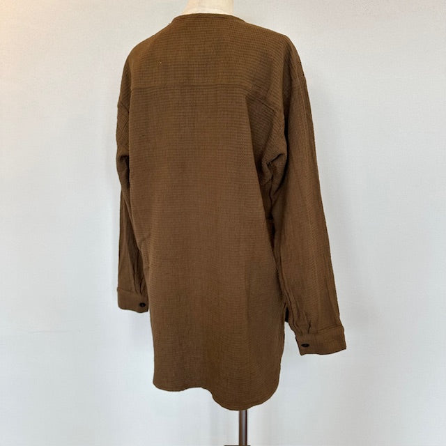 HTS   WAFFLE PLAIN OVERDYE HENRY NECK SHIRTS    INHT2574WPD