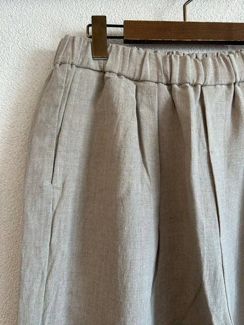 maison de soilメゾンドソイル　 40s FRENCH LINEN DYED CANVAS 2TUCK WIDE EASY PANTS　GNMDS2502FL