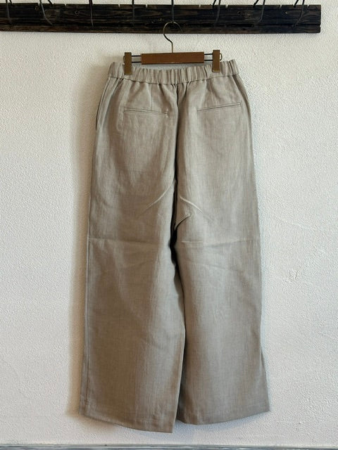 maison de soilメゾンドソイル　 40s FRENCH LINEN DYED CANVAS 2TUCK WIDE EASY PANTS　GNMDS2502FL