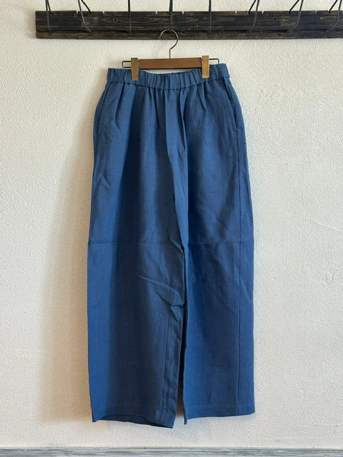maison de soilメゾンドソイル　 40s FRENCH LINEN DYED CANVAS 2TUCK WIDE EASY PANTS　GNMDS2502FL