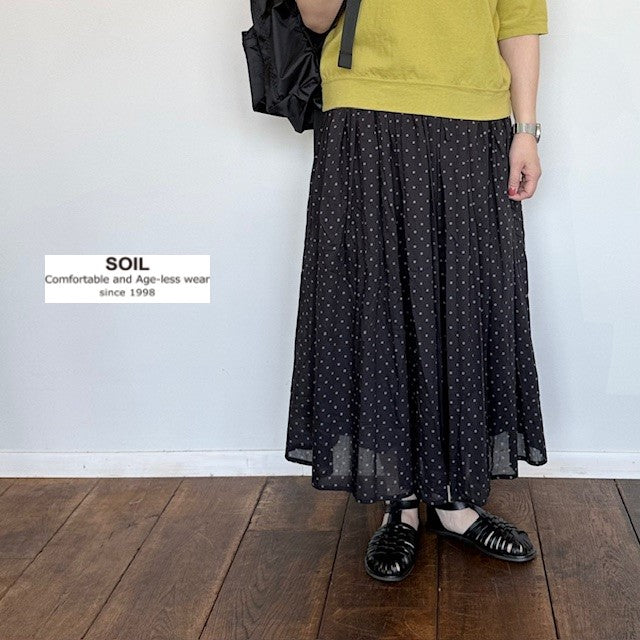 COTTON VOILE DOT PRINT GATHERED SKIRT　NSL24016