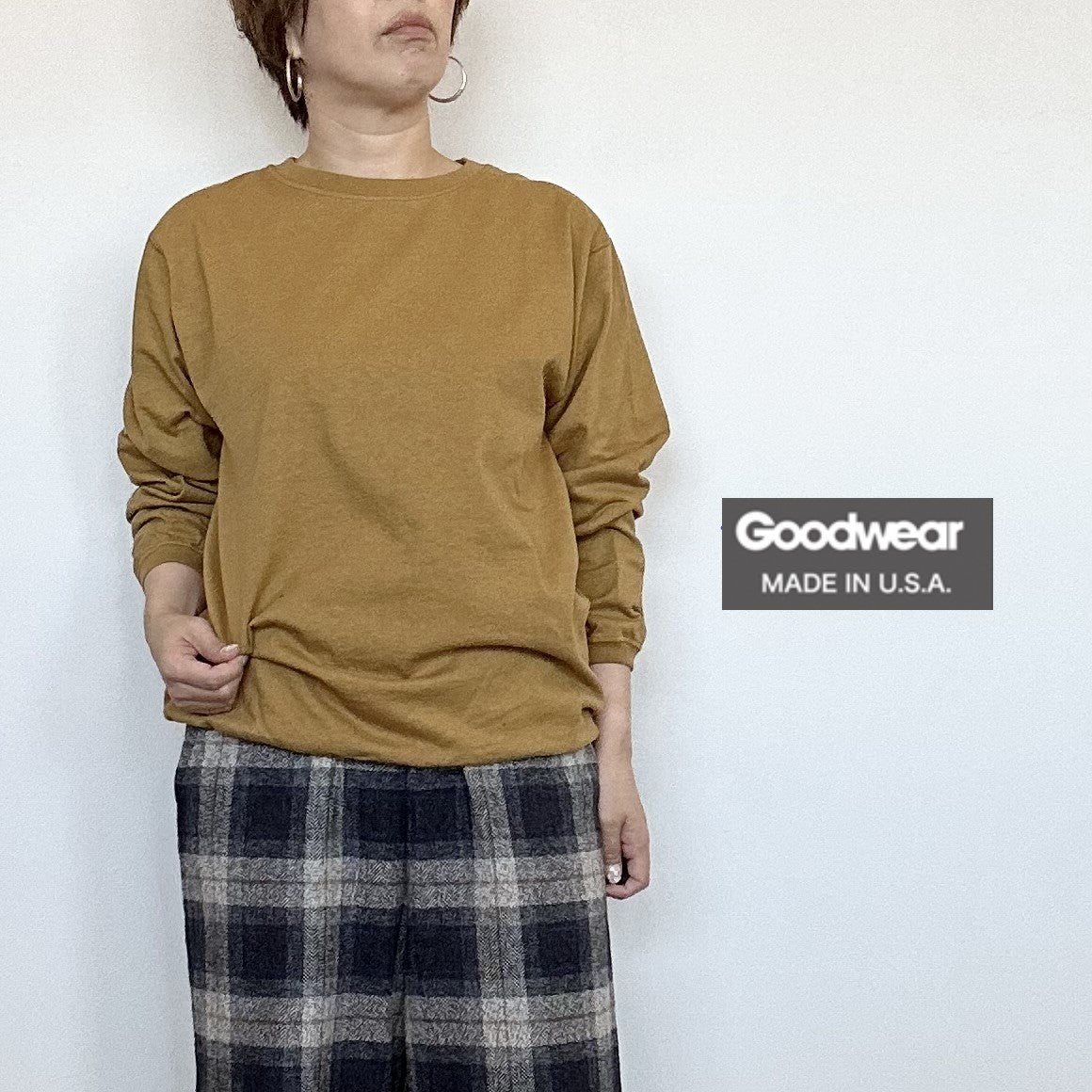 GOODWEAR CREW NECK L/SL WITH CUFF & HEM RIB sizeL（Tシャツ