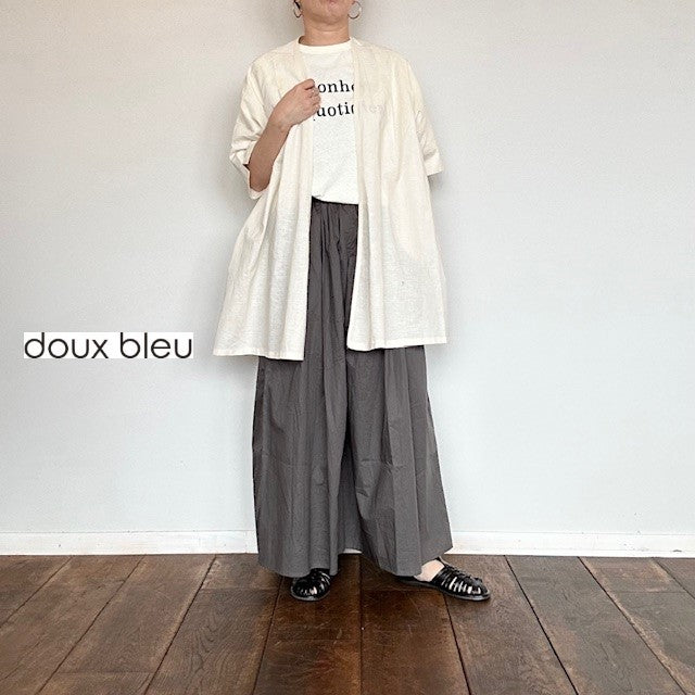 【SALE 20％OFF】doux bleu　ドゥーブルー　　コットンリネン タックガウン　2427-047