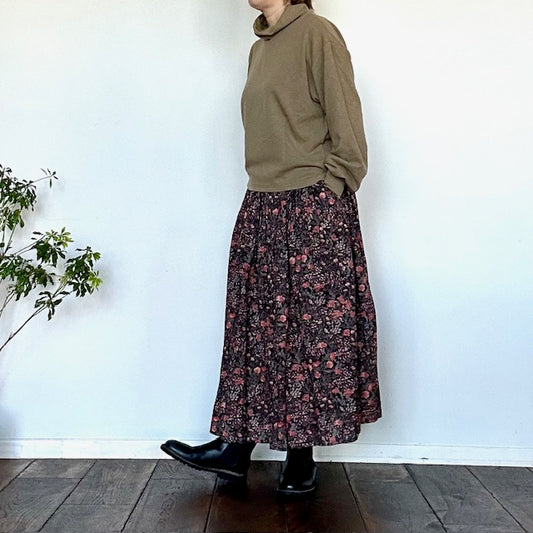 SOILソイル　 60s CAMBRIC FLOWER PRINT GATHERED SKIRT　NSL25595