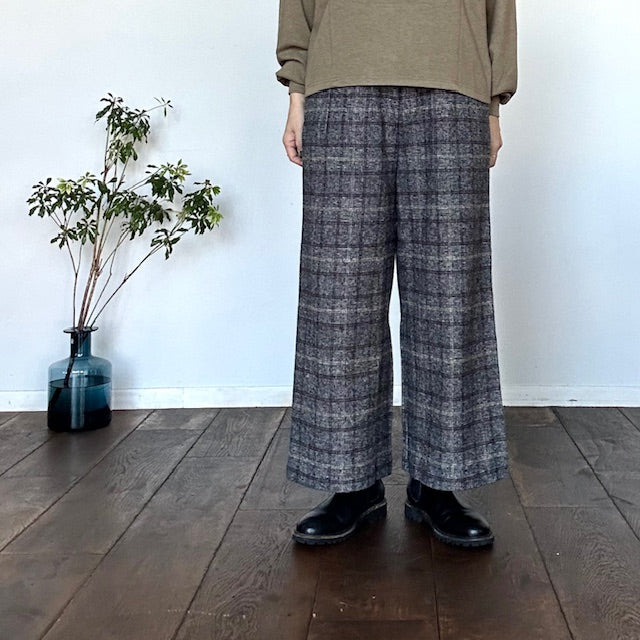 maomadeマオメイド　コットンチェックワイドパンツ　　541319