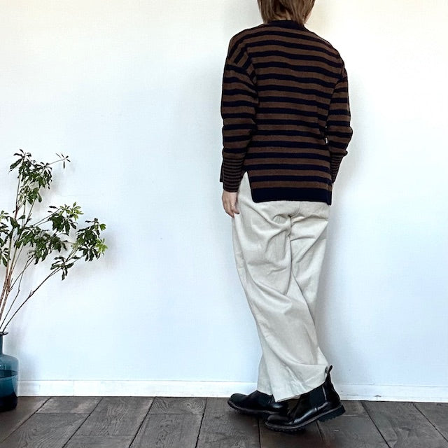 mao madeマオメイド　バックスリットボーダープルオーバーニット　541138