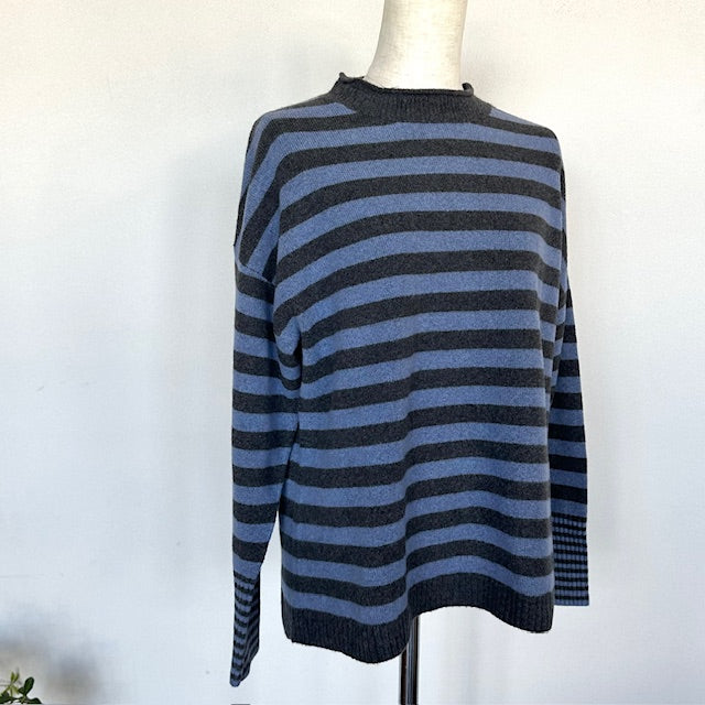 mao madeマオメイド　バックスリットボーダープルオーバーニット　541138