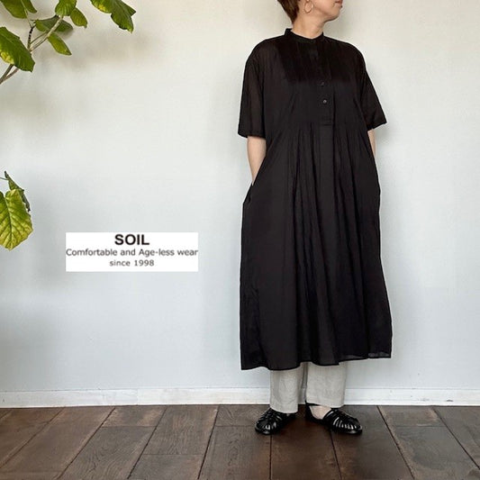 SOIL ソイル　 COTTON VOILE LACE & PINTUCK BANDED COLLAR S/SL PINTUCK DRESS（ワンピース）　	 NSL22033