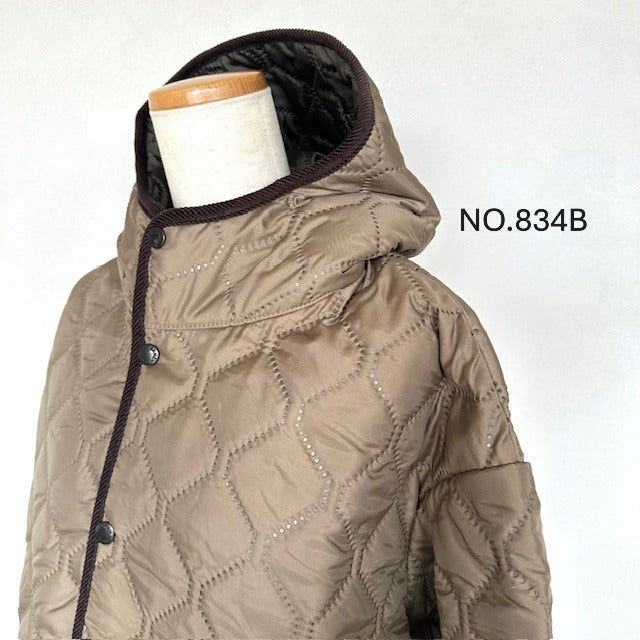 ARMEN  PLAIN POLYESTERxPLAIN POLYESTER HEAT QUILT OVERSIZED HOODED JACKET WITH RIBBED CUFF（ジャケット）NAM2561PP