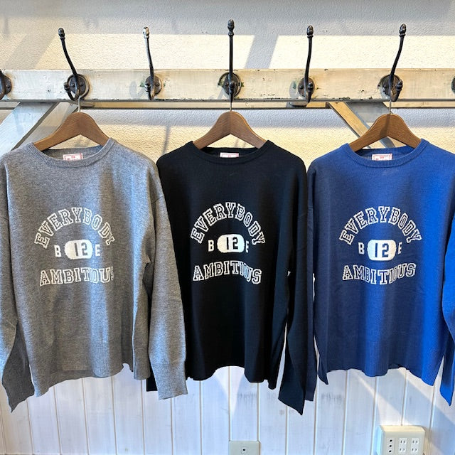 mao made　カシミヤブレンド カレッジロゴジャガードプルオーバーニット　　551116