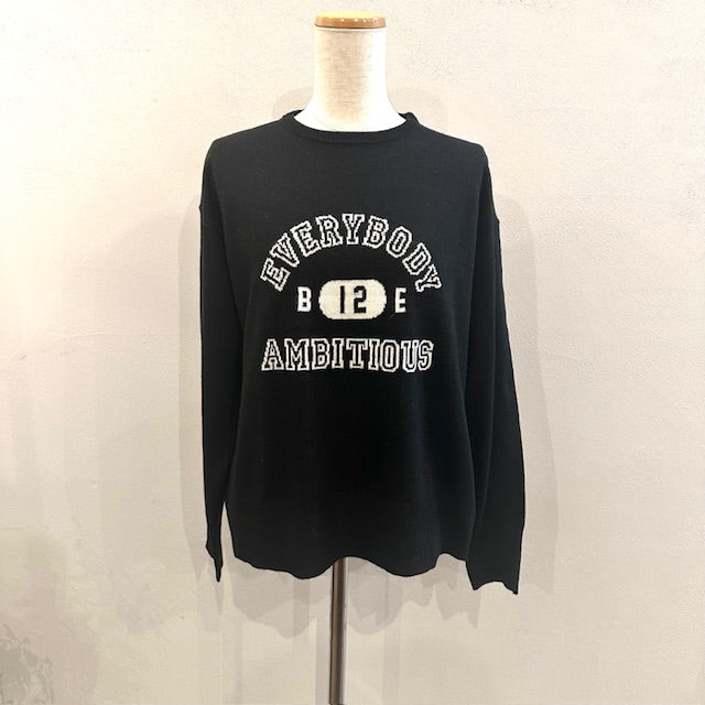 mao made　カシミヤブレンド カレッジロゴジャガードプルオーバーニット　　551116