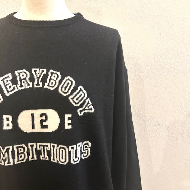 mao made　カシミヤブレンド カレッジロゴジャガードプルオーバーニット　　551116