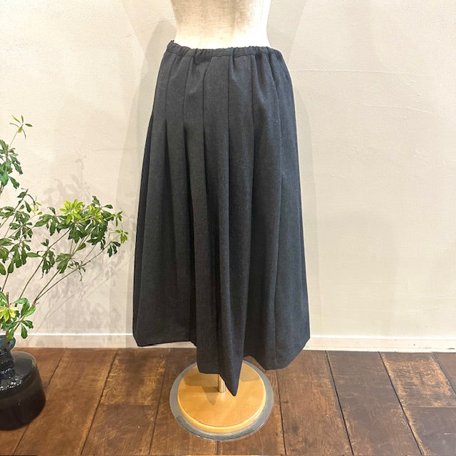 ina　ウエスト紐付きウールタックスカート（無地）　244124