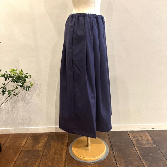 ina　ウエスト紐付きウールタックスカート（無地）　244124