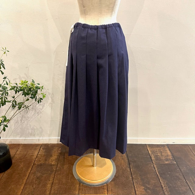 ina　ウエスト紐付きウールタックスカート（無地）　244124