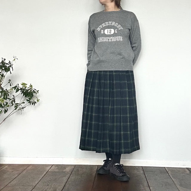 ina　ウエスト紐付きウールタックスカート（チェック柄）　244125
