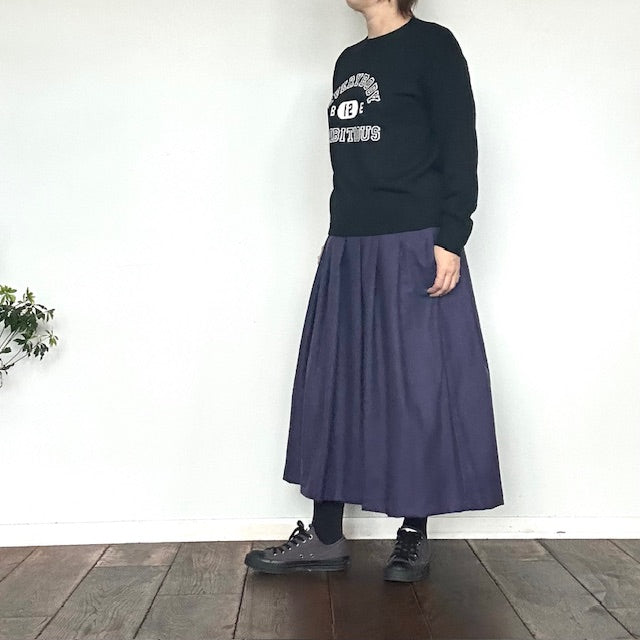 ina　ウエスト紐付きウールタックスカート（無地）　244124