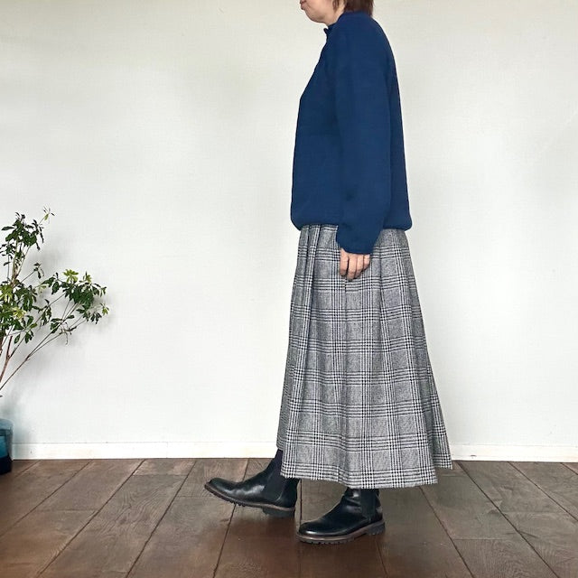 ina　ウエスト紐付きウールタックスカート（チェック柄）　244125