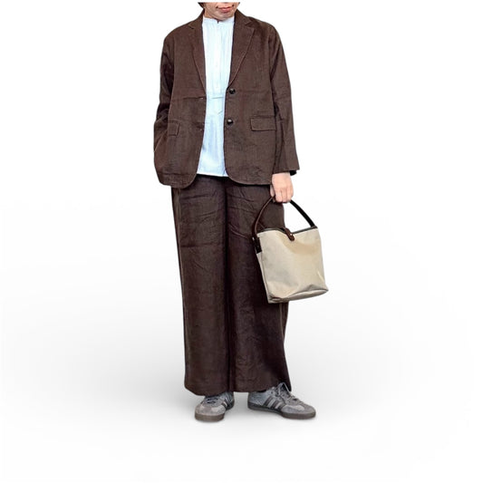 doux bleu　クラシックリネン Wタックパンツ　2615-005