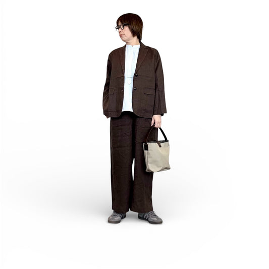 doux bleu　クラシックリネン Wタックパンツ　2615-005