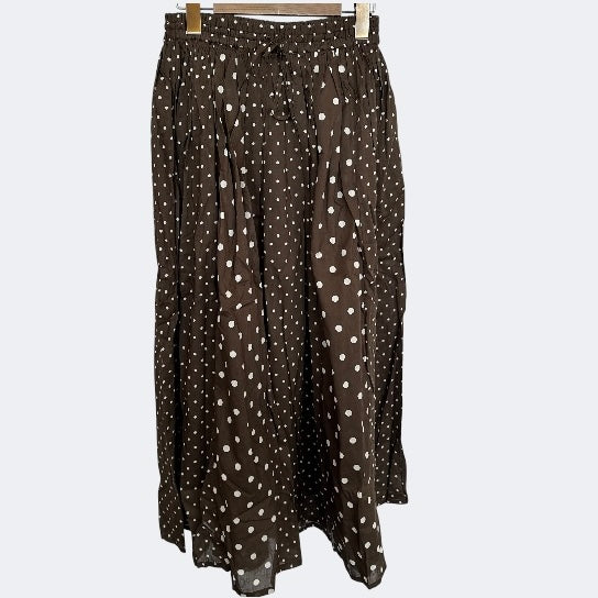 SOIL   80s COTTON VOILE DOT PRINT PATCHWORK GATHERED SKIRT　　NSL26057