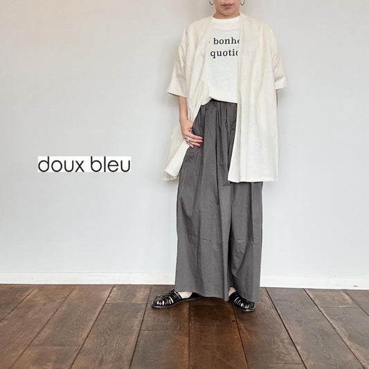 【SALE 20％OFF】doux bleu　ドゥーブルー　　コットンリネン タックガウン　2427-047