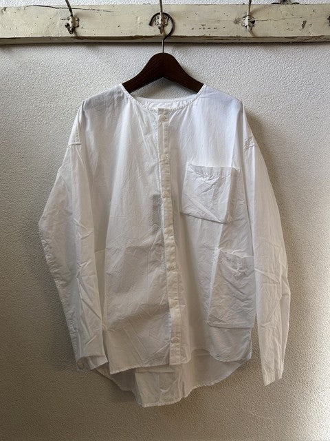 （g）グラム タイプライタークロス パジャマシャツ ホワイト 前