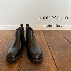 Punto pigro サイドゴアブーツ イタリア製 黒 38 24.5cm-